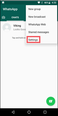 WhatsApp-chat-backup Select Settings