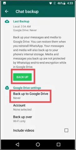 Whatsapp backup google drive openen