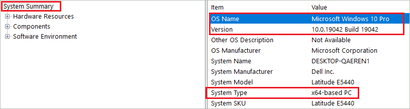 Windows 10 System Summary