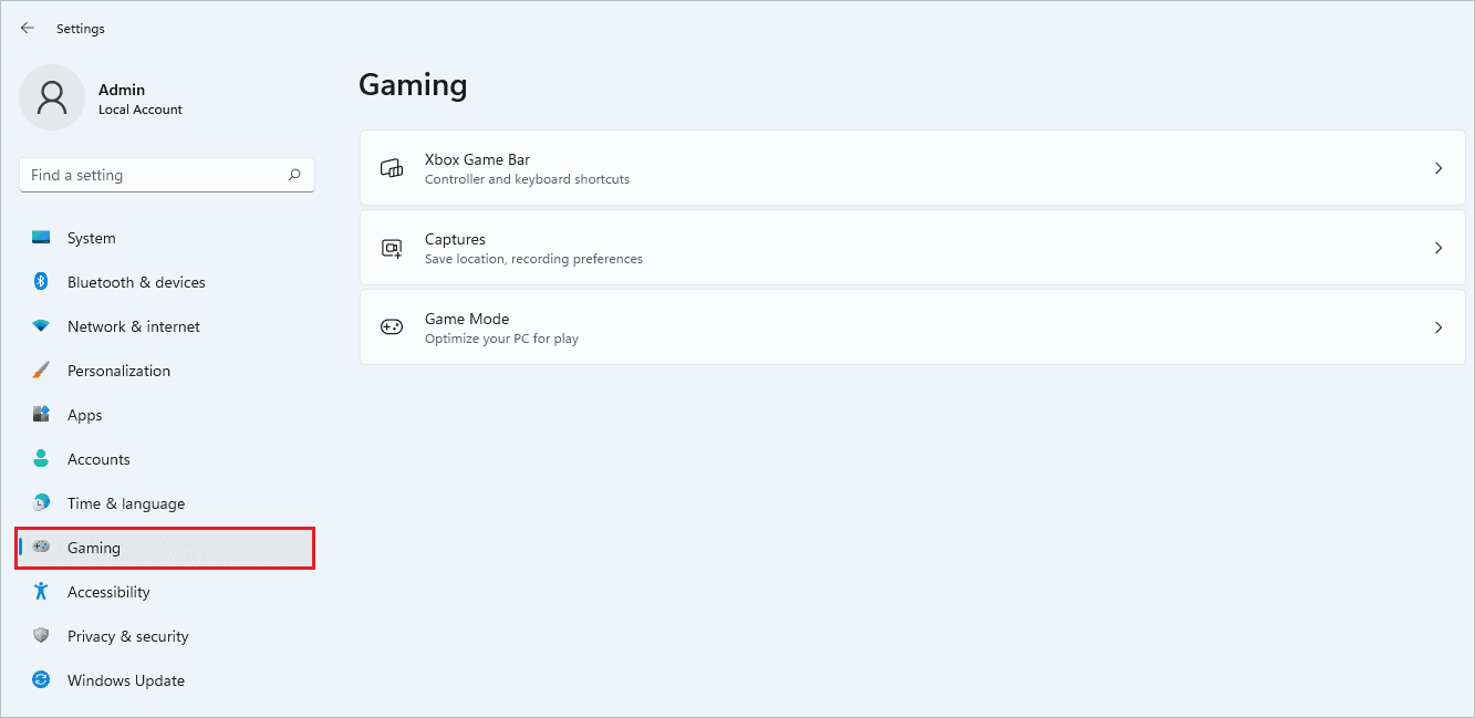 Windows 11 Gaming Settings