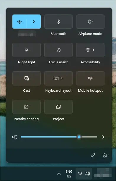 Quick Settings with all options for How to Customize Windows 11 Quick Settings