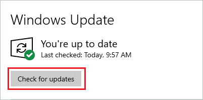 Check for updates to fix 100 disk usage windows 10
