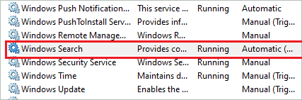 Windows Search service running