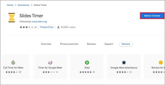 Add the Slides TImer add-on to Chrome