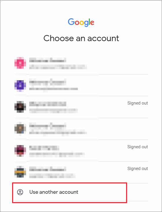 Click on Use another account for for gmail login with different user