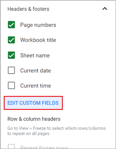 Open Custom header fields section