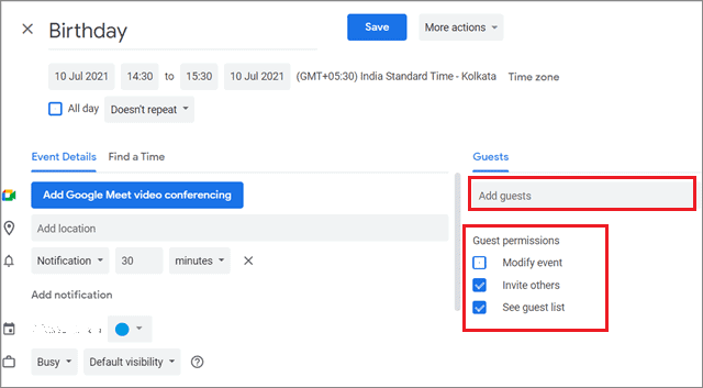 Enter the attendee email address for how to send a google calendar invite