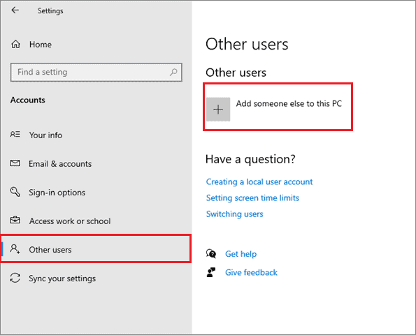 add someone else to this pc can't login to windows 10