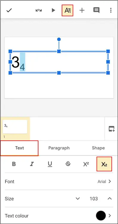 Add subscript format