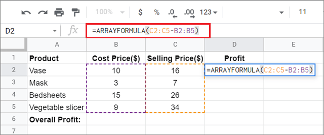 Google Spreadsheet Vlookup Array Formula