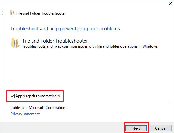 Enable Apply repairs automatically