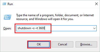 Execute command in Run to automatically shutdown PC