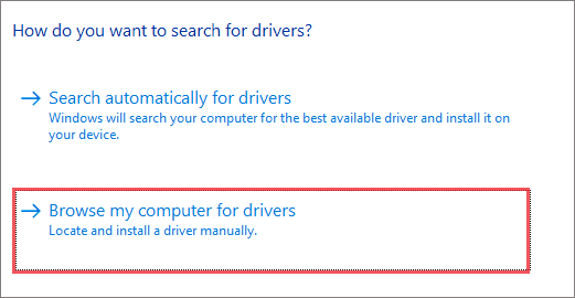 Click on Browser my computer for drivers