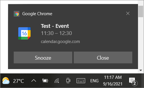 Browser notification