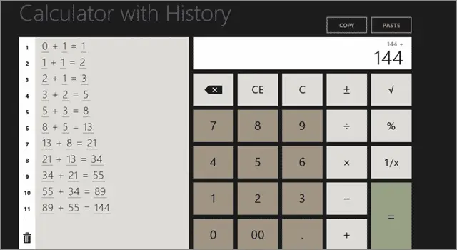 calculator app for windows 10 with history