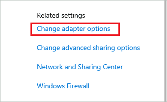 Open Change adapter options settings