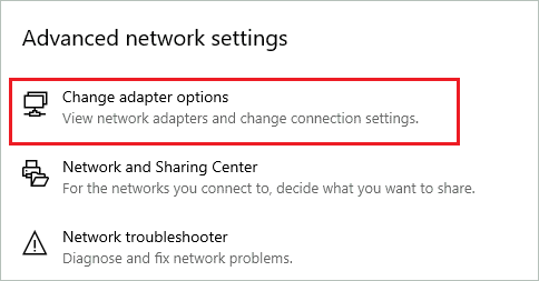 Change adapter options to fix error 0x80004005