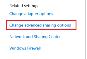 Change advanced sharing options