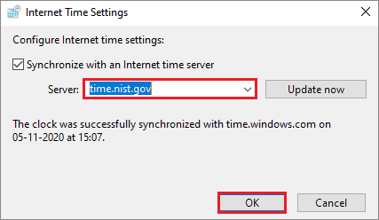 change internet time settings for Windows 10 time wrong issue