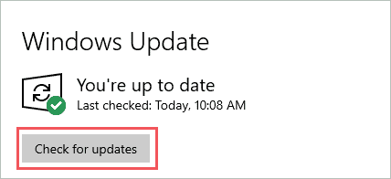 Check for updates to fix Windows 10 installation error
