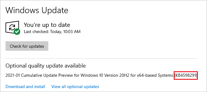 Note down the KB number of the update