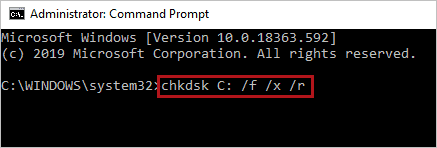 Execute chkdsk command