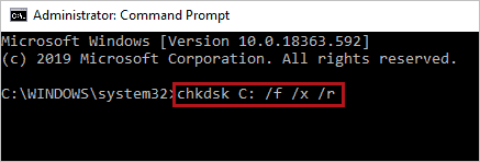 Execute the chkdsk command to fix system service exception