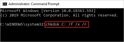 Execute the chkdsk command