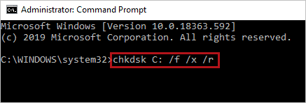 command execution to fix the drive where windows is installed is locked