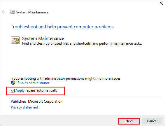 click apply repairs automatically to fix windows 10 stuck on restarting