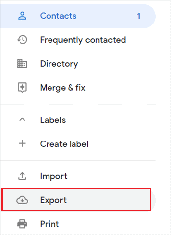 Click on Export