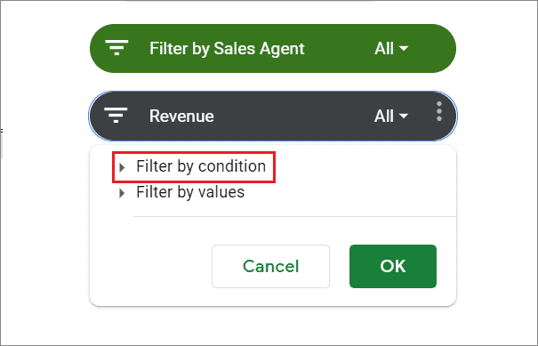 Click Filter by condition
