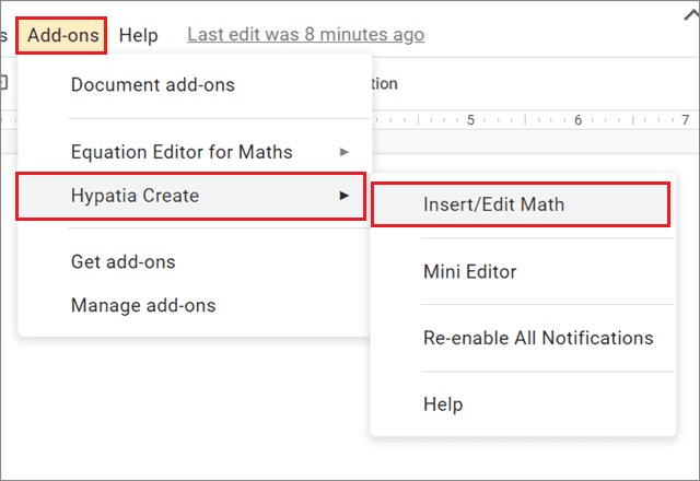 Choose Insert/Edit Math