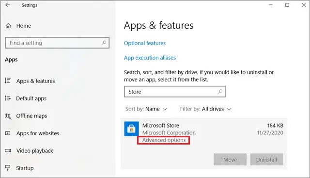 Choose Advanced options