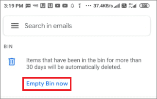 Select Empty Bin now