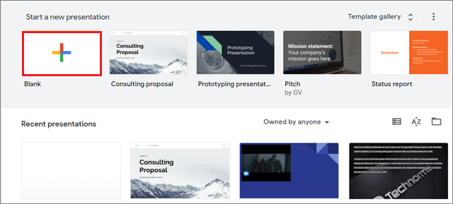 Create a new Google Slides presentation
