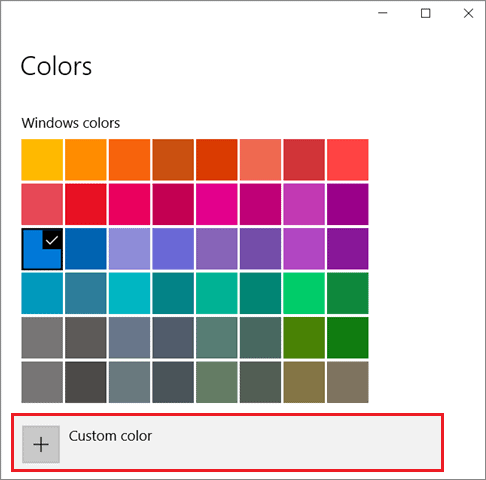 Select Custom Color