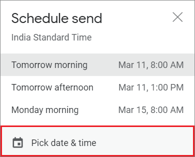 Choose the scheduling option