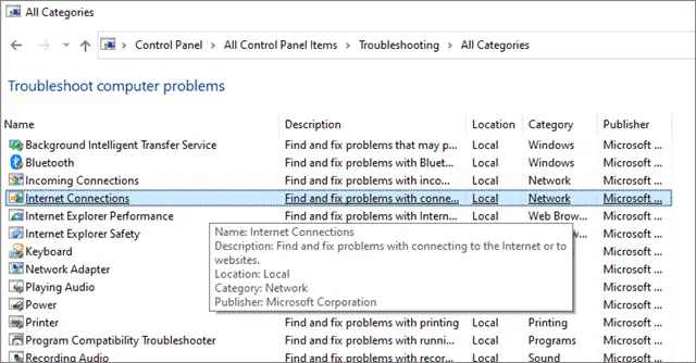click on internet connections if mobile hotspot not working