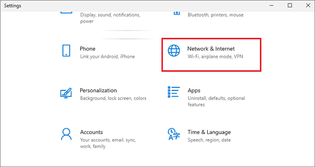 click on network and internet 1