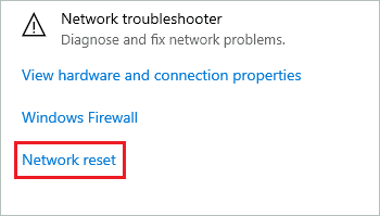 Click on Network reset