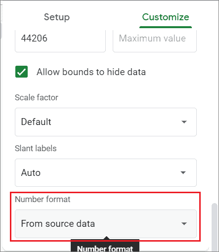 Choose the Number format