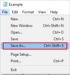 click on save as to save the file