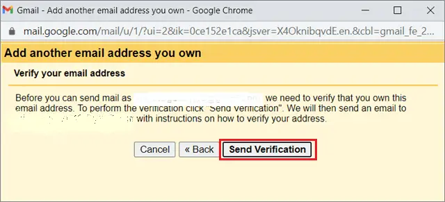 Click on verification to merge gmail accounts