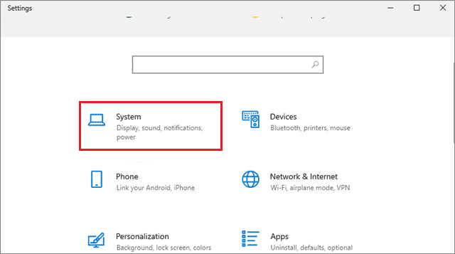 click on system