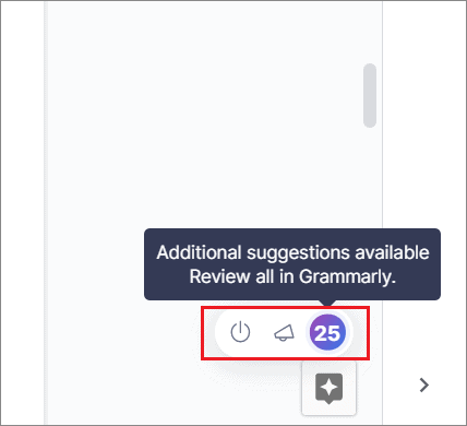 Click on the Grammarly circle icon