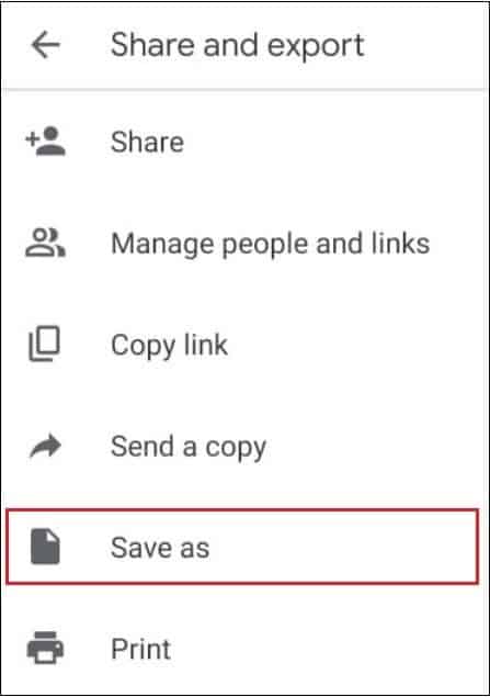 Select Save as