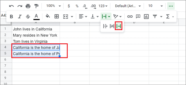  Clip text in Google Sheets in multiple rows