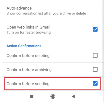 Enable Confirm before sending