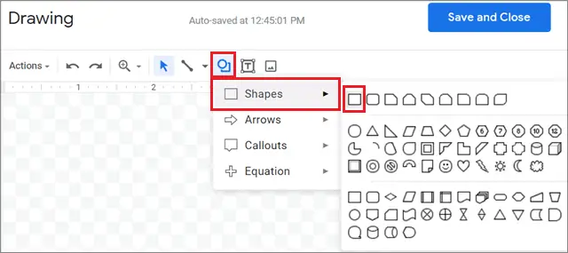 Select Shapes To Insert Text Box In Google Docs